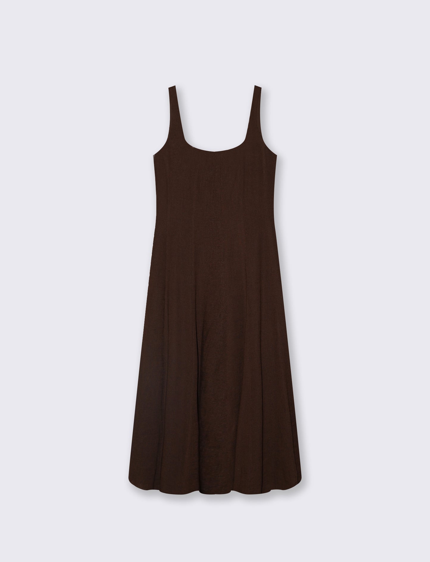 Vestito lungo smanicato con tagli e svaso - Marrone cioccolato