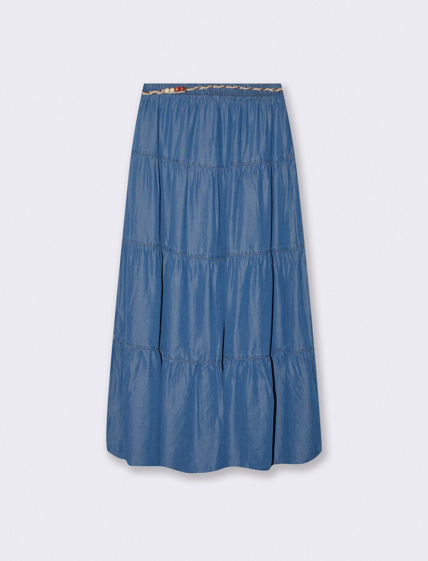 Gonna lunga in lyocell con cintura - DENIM SCURO