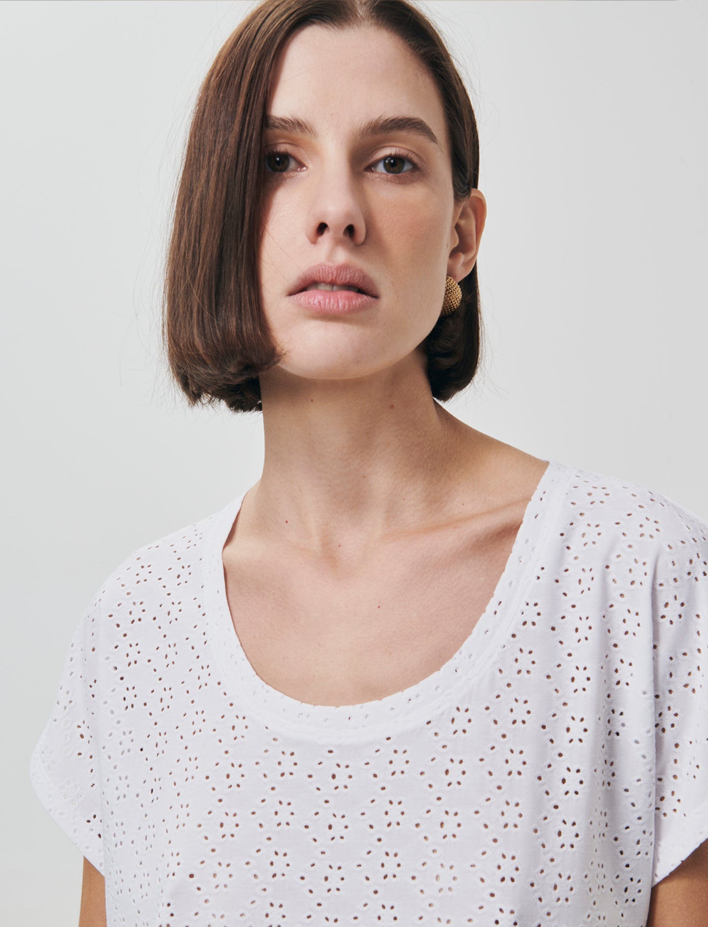 T-Shirt Girocollo a Maniche Corte Fit Morbido - Bianco