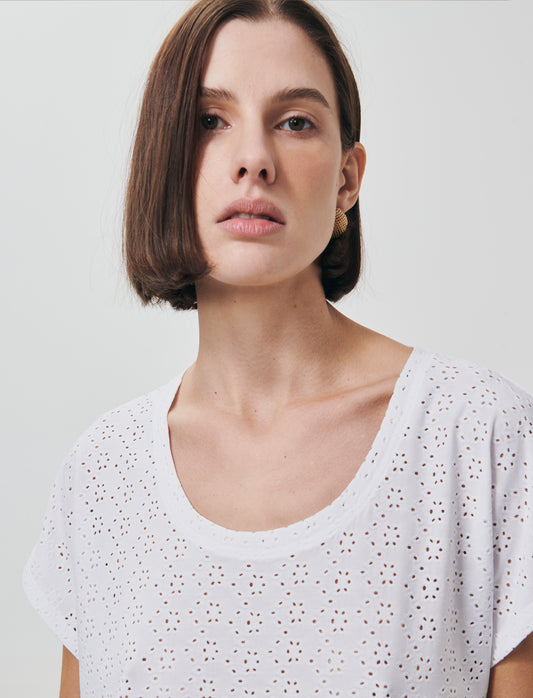 T-Shirt Girocollo a Maniche Corte Fit Morbido - Bianco
