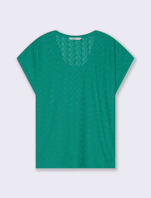 T-Shirt Girocollo a Maniche Corte Fit Morbido - Verde smeraldo