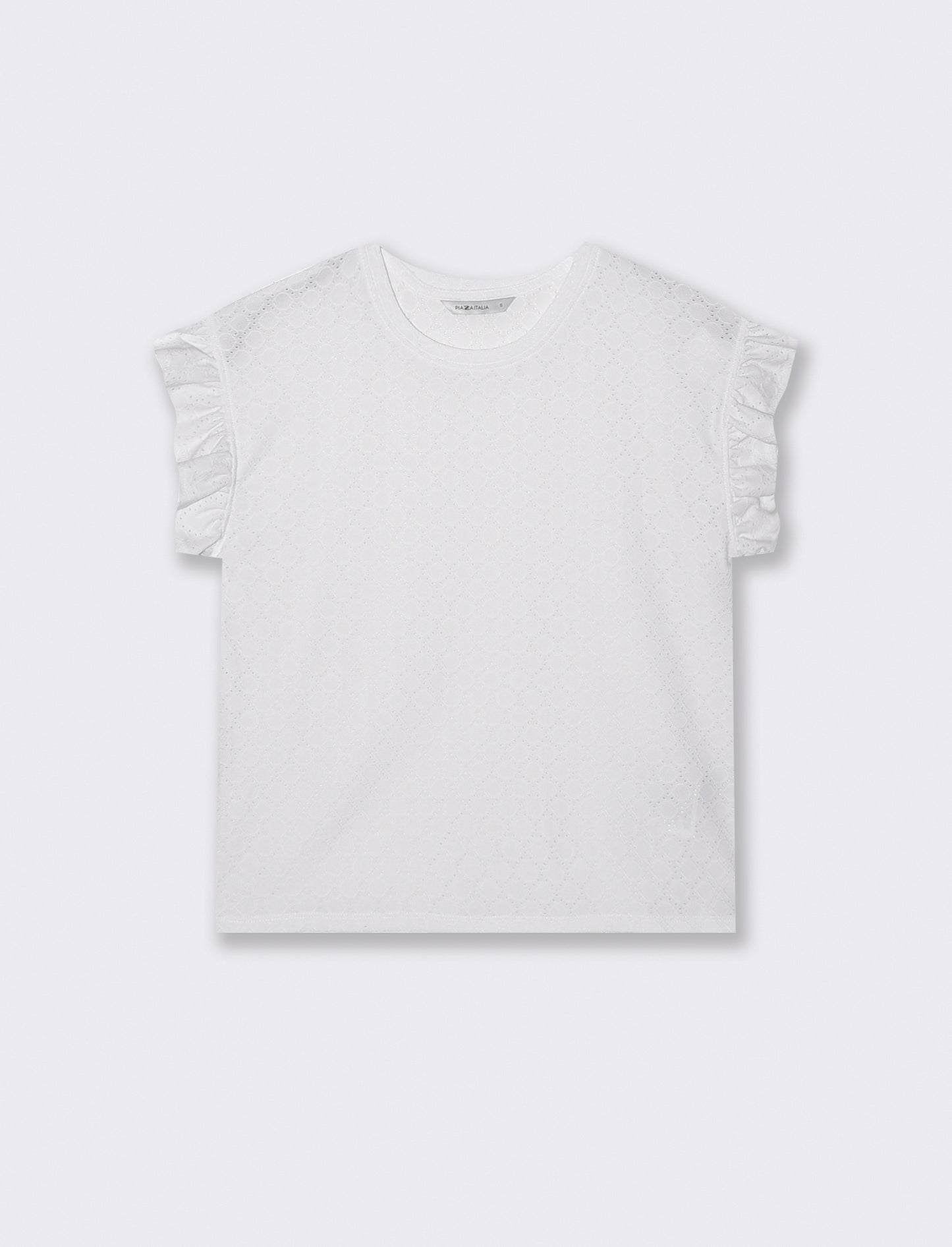 Top Rouches con Girocollo e Maniche - Bianco