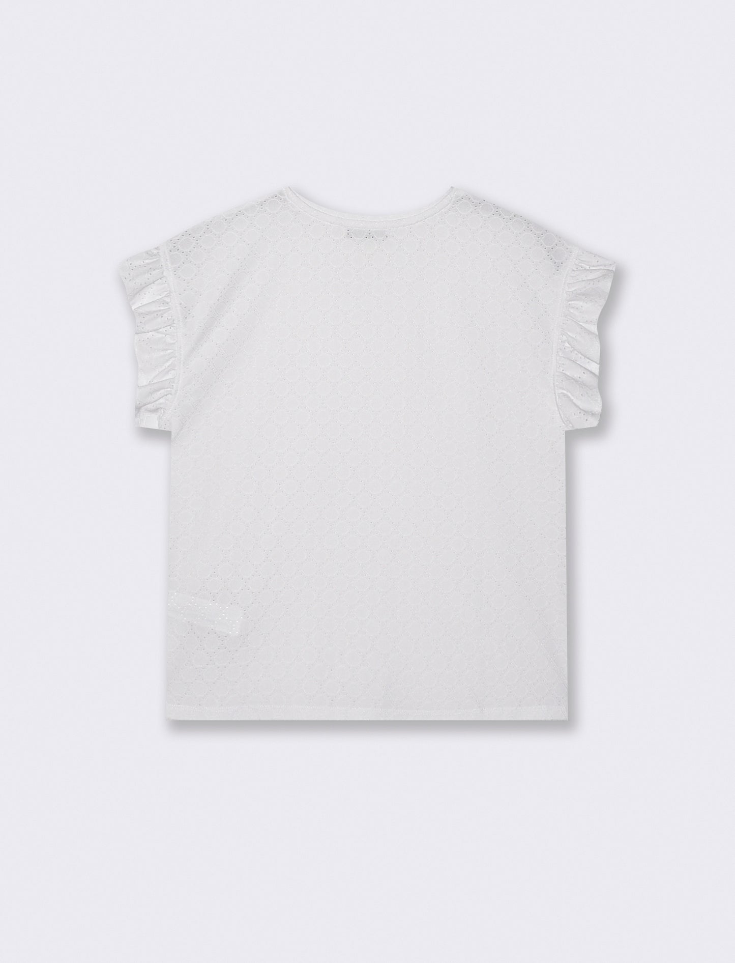 Top Rouches con Girocollo e Maniche - Bianco