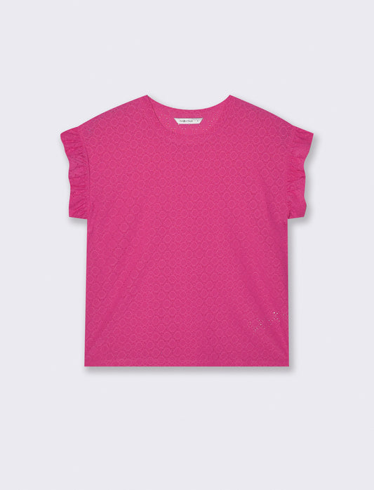 Top Rouches con Girocollo e Maniche - Fuxia
