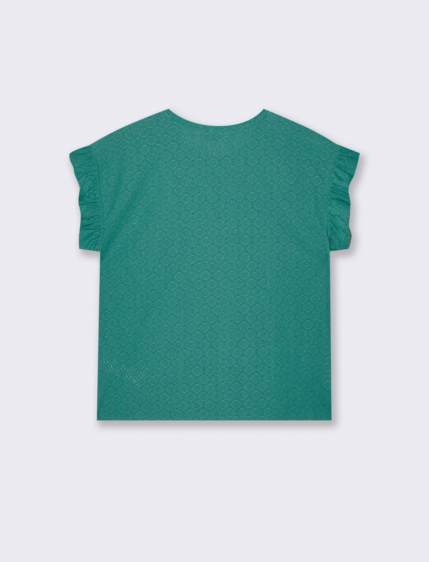 Top Rouches con Girocollo e Maniche - Verde smeraldo