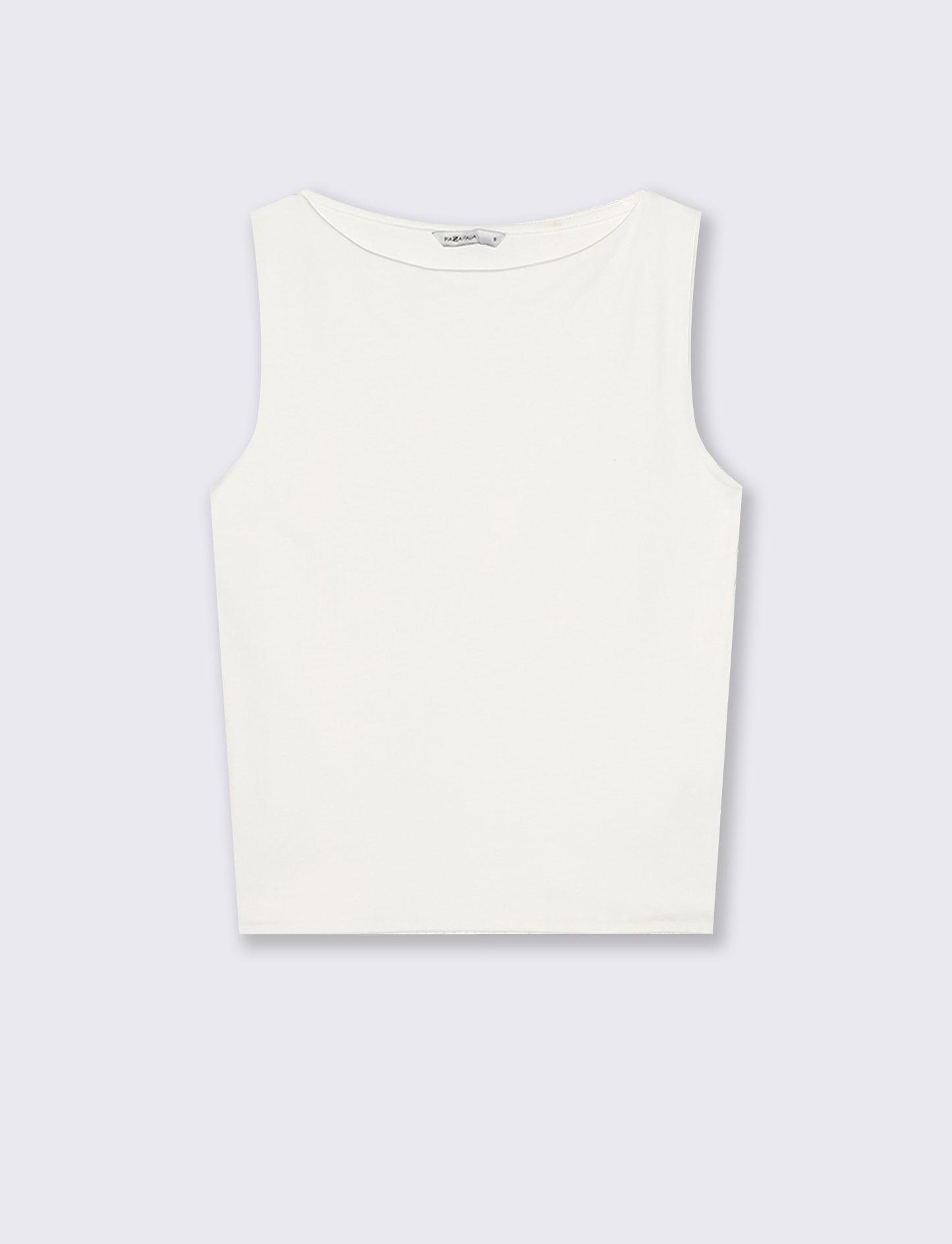 Top smanicato in cotone con scollo barca - Avorio