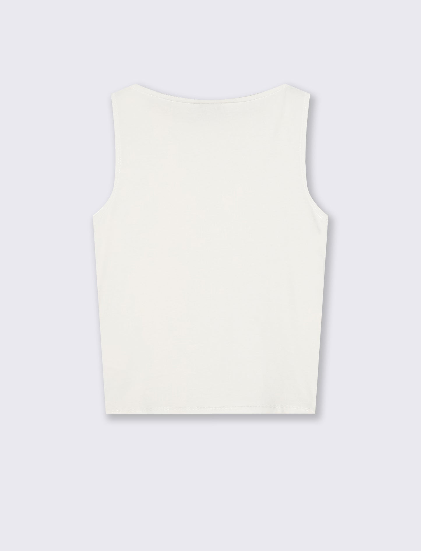 Top smanicato in cotone con scollo barca - Avorio