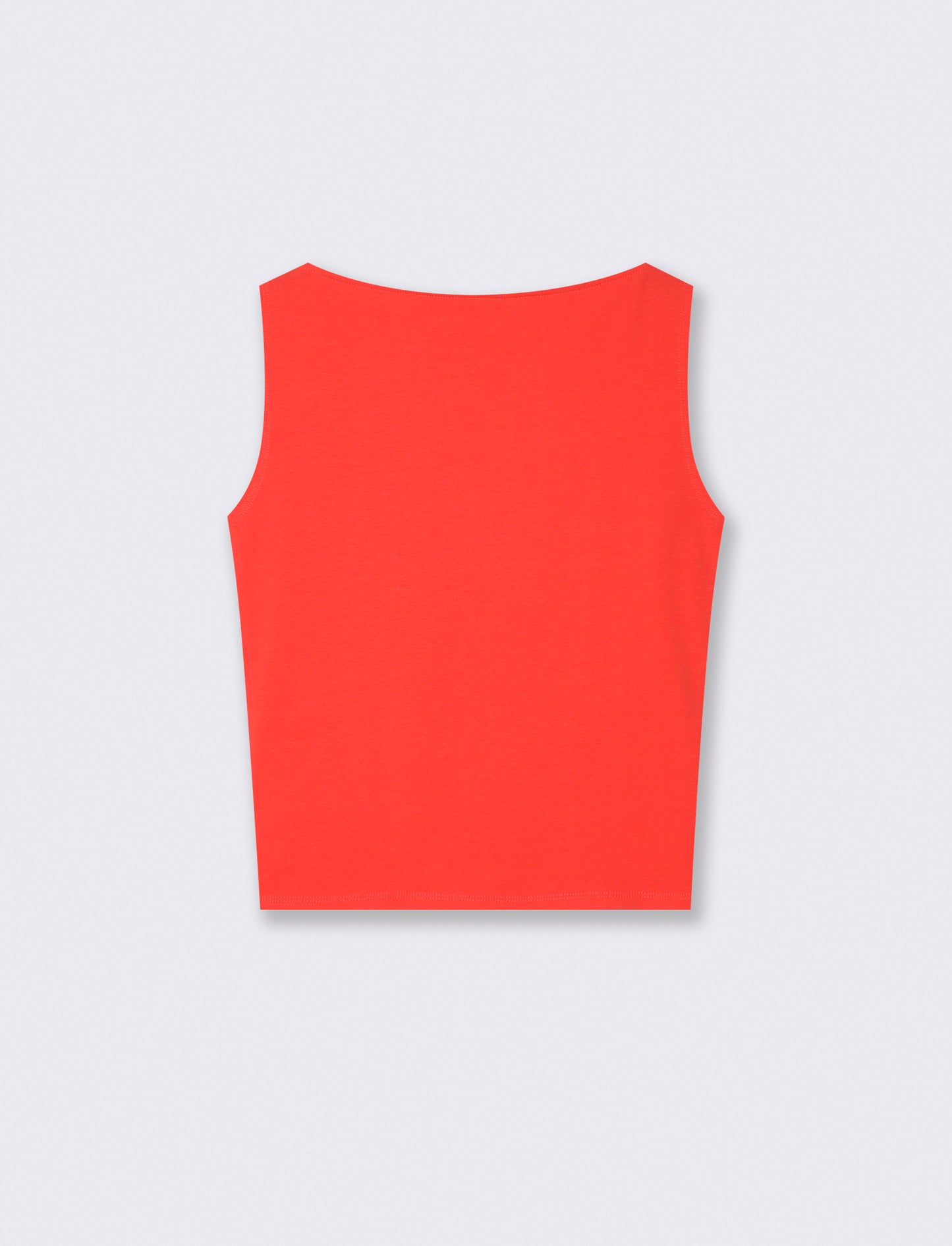 Top smanicato in cotone con scollo barca - Corallo