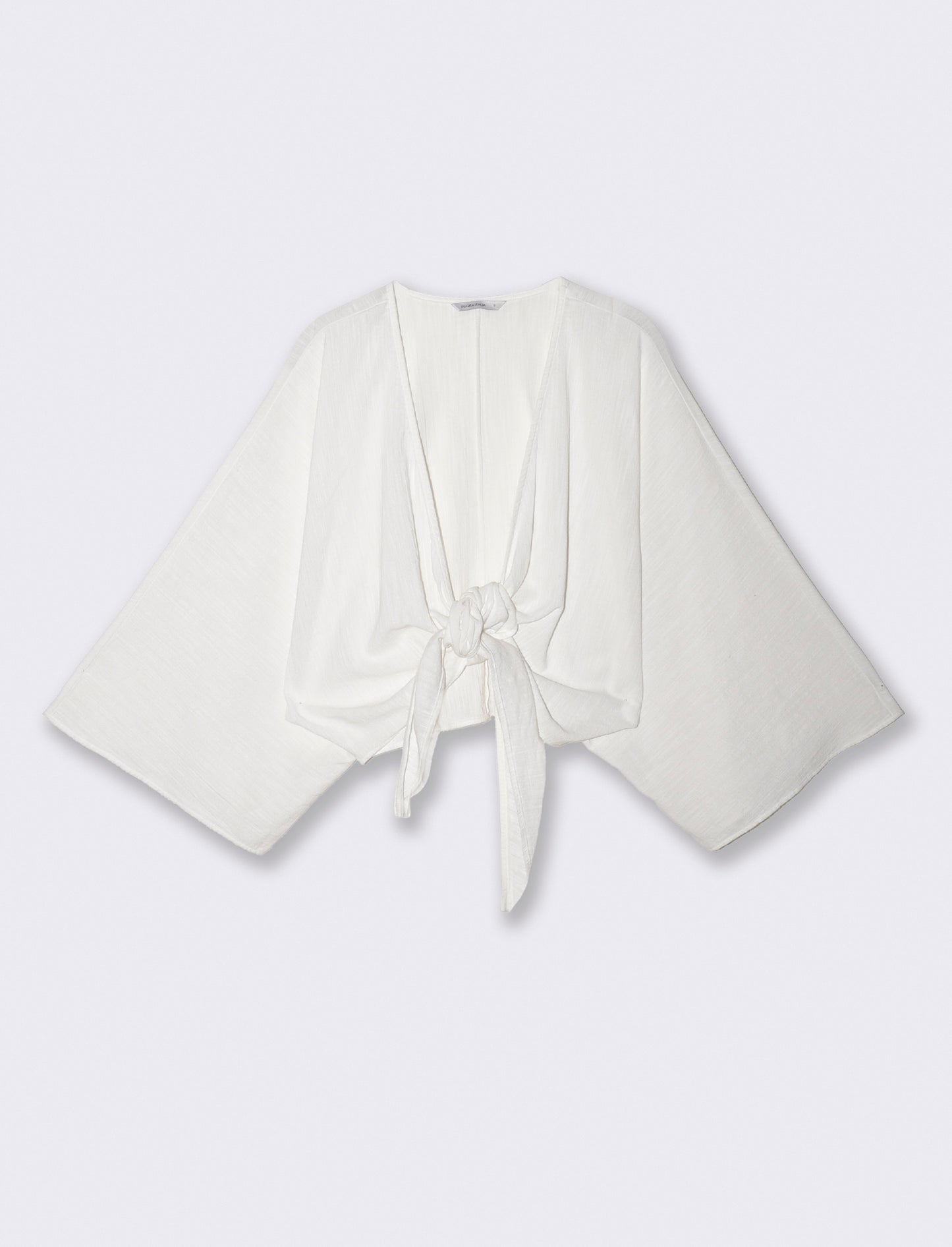 Casacca Kimono in Cotone con Nodo - Bianco