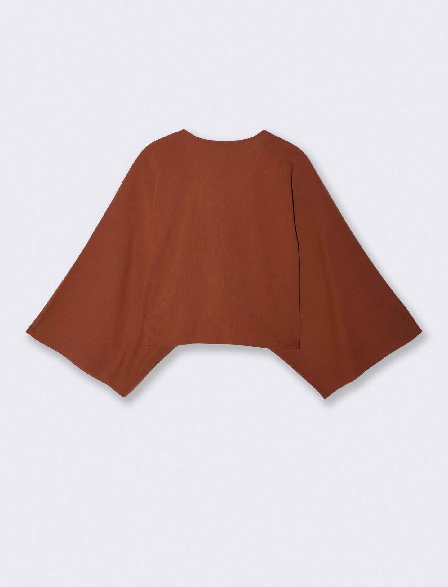 Casacca Kimono in Cotone con Nodo - Cognac