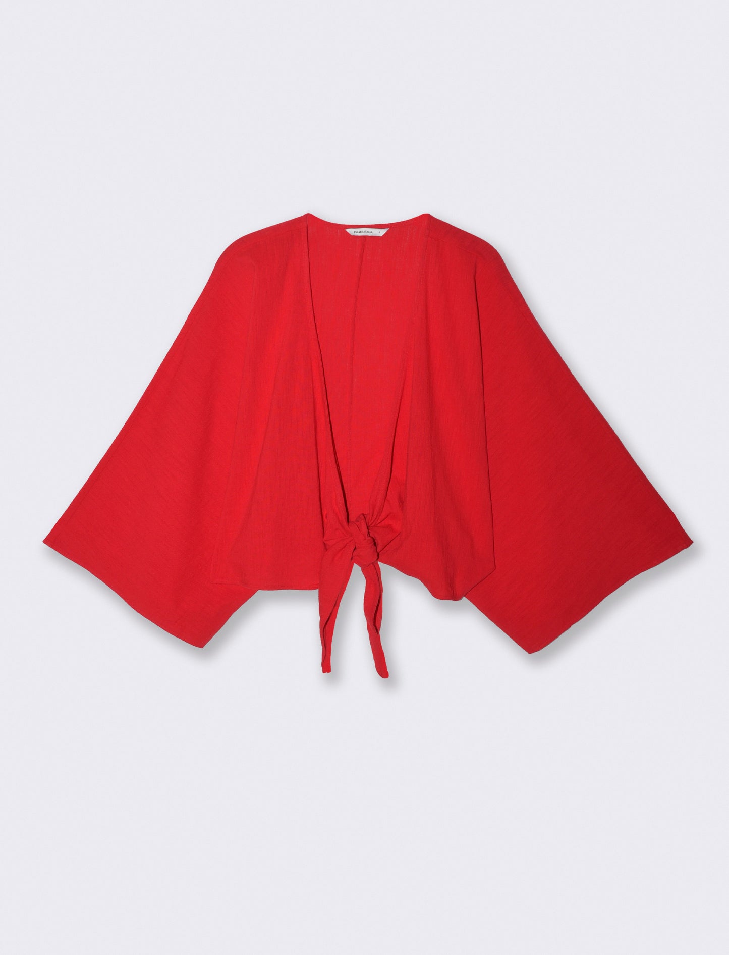 Casacca Kimono in Cotone con Nodo - Rosso