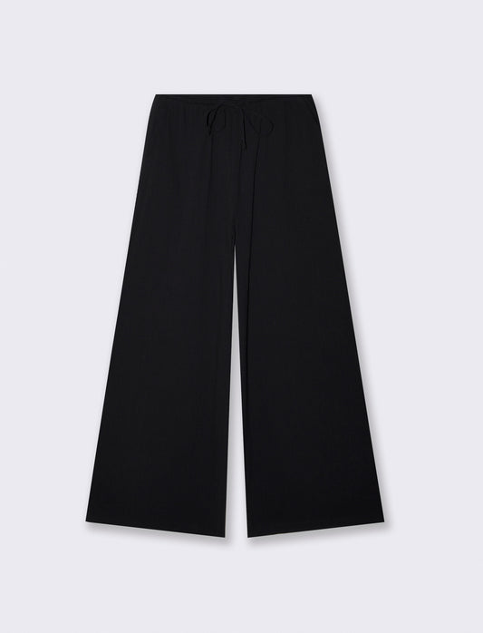 Pantalone Gamba Larga con Spacchi Laterali - Nero