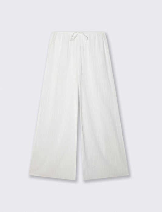Pantalone Gamba Larga con Spacchi Laterali - Bianco