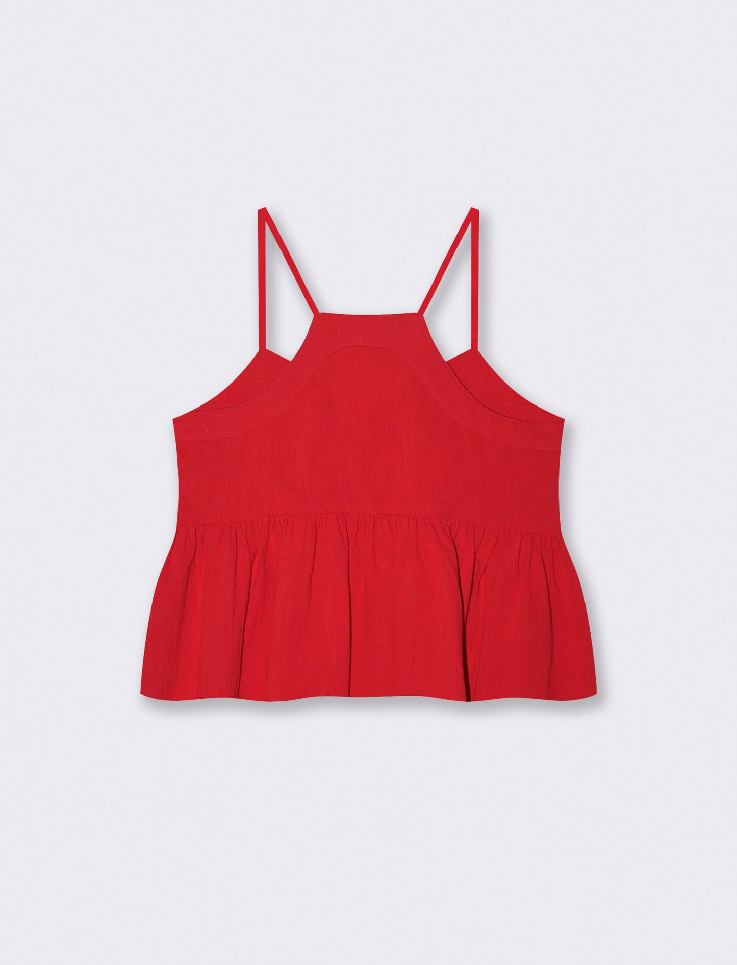 Top Arricciato con Spalline in Cotone - Rosso