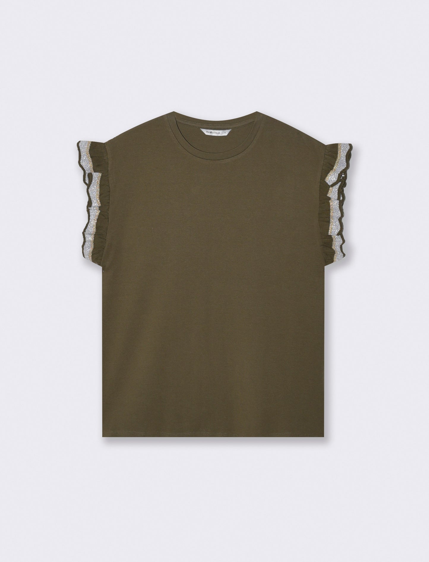 T-Shirt Mezza Manica con Rouches e Alette - Kaky 1