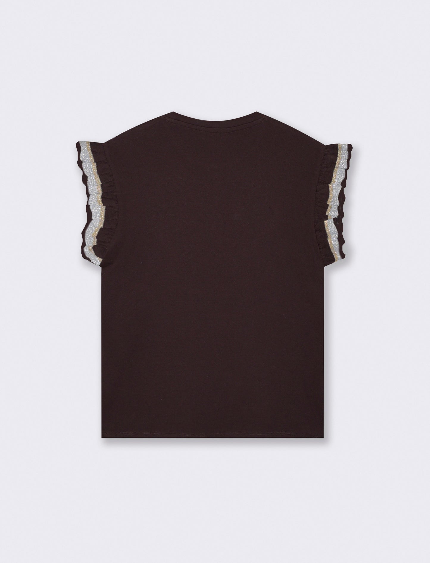 T-Shirt Mezza Manica con Rouches e Alette - Moro