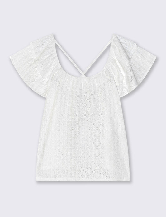 T-Shirt Raglan con Laccetti Retro - Bianco