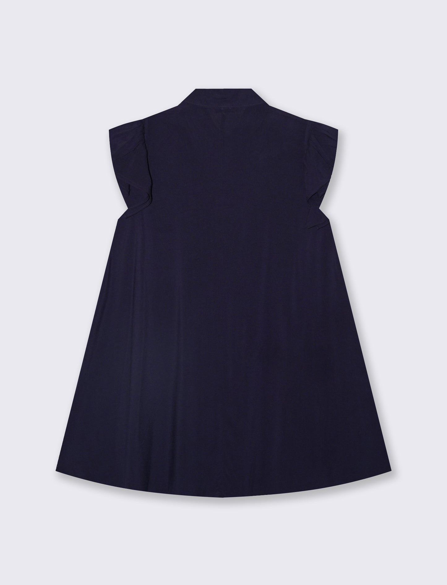 Vestito corto giro manica con rouches - Blu