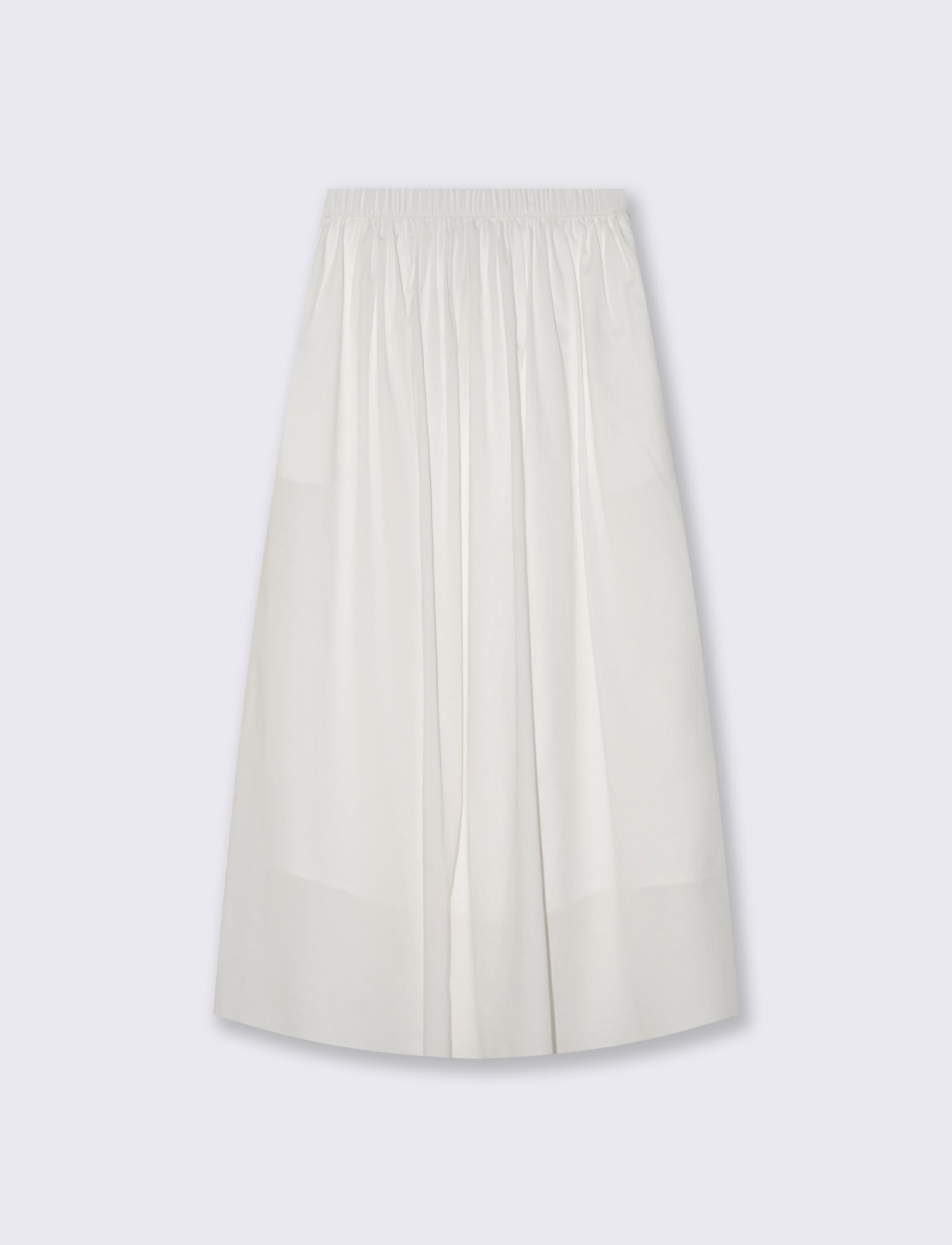 Gonna lunga in cotone con vita arricciata - Bianco
