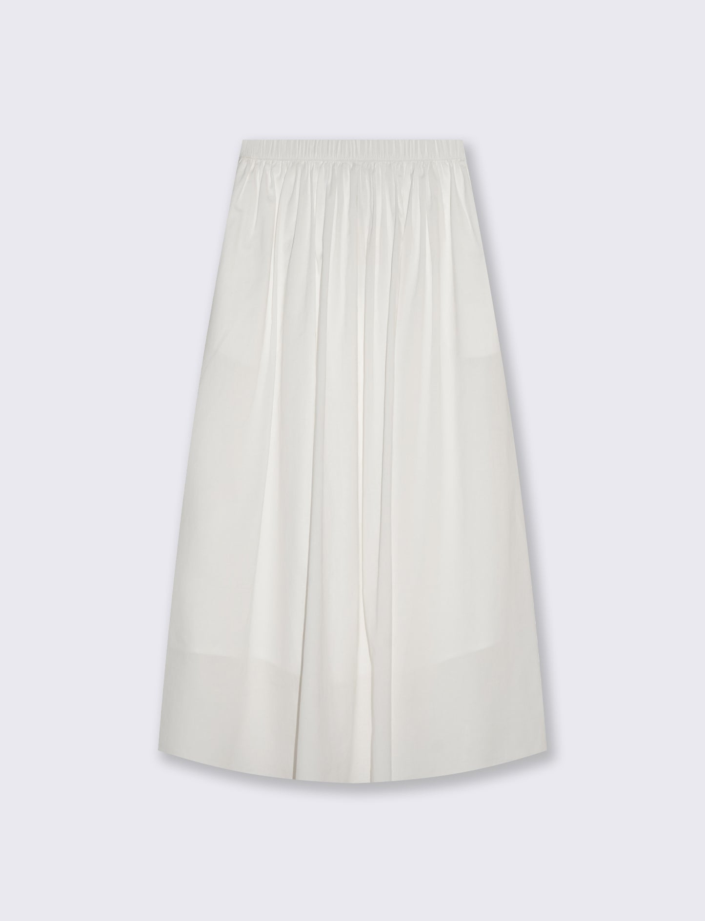 Gonna lunga in cotone con vita arricciata - Bianco