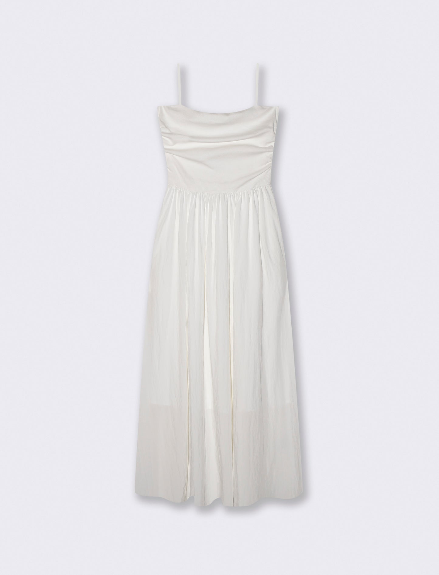 Long dress with ribbed bodice and pockets - White