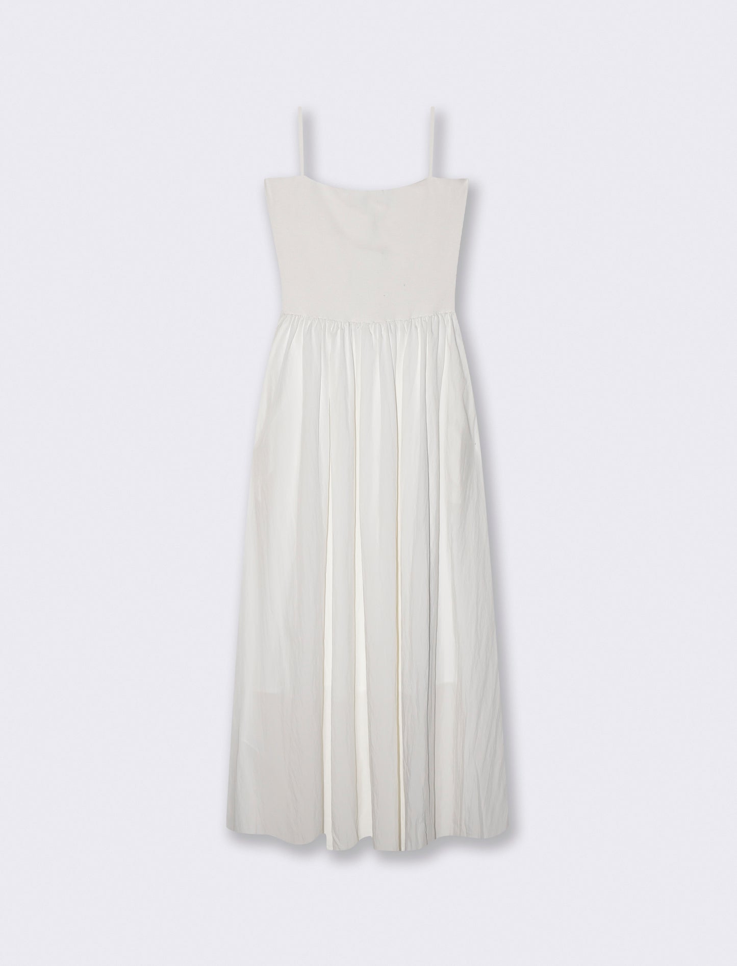 Long dress with ribbed bodice and pockets - White