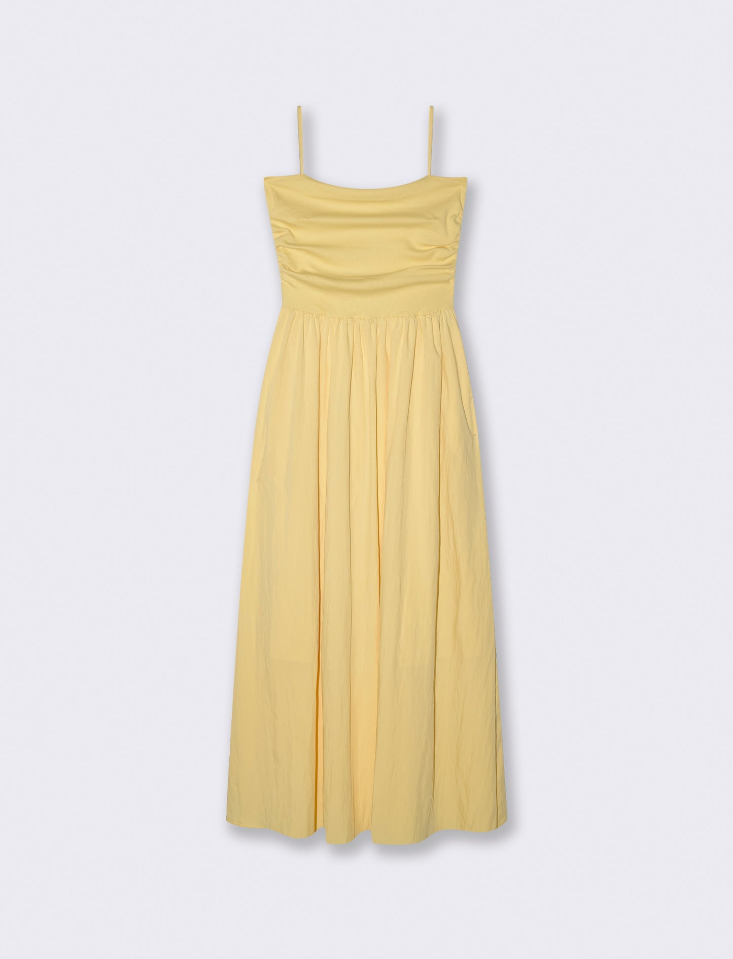 Long dress with ribbed bodice and pockets - Yellow