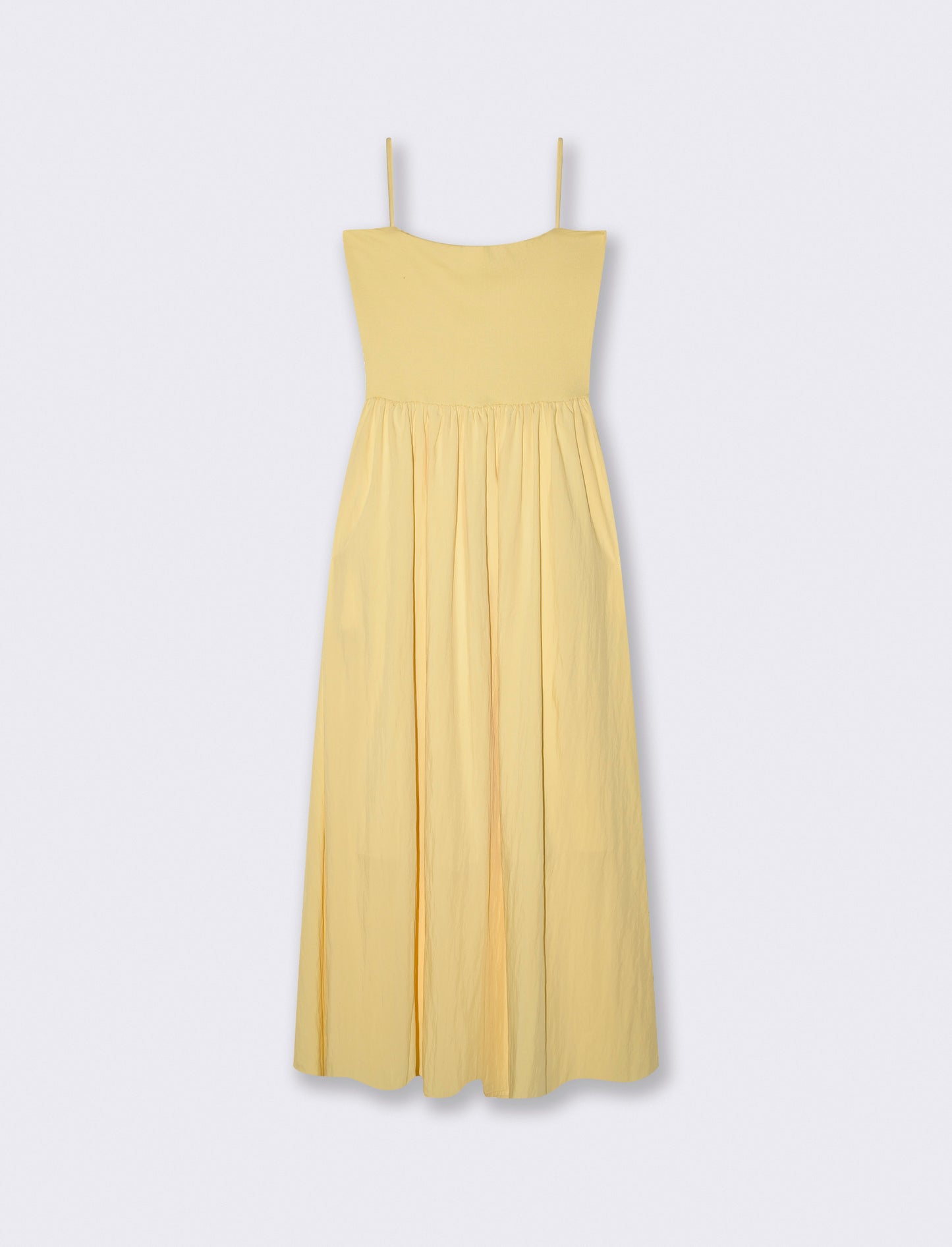Long dress with ribbed bodice and pockets - Yellow