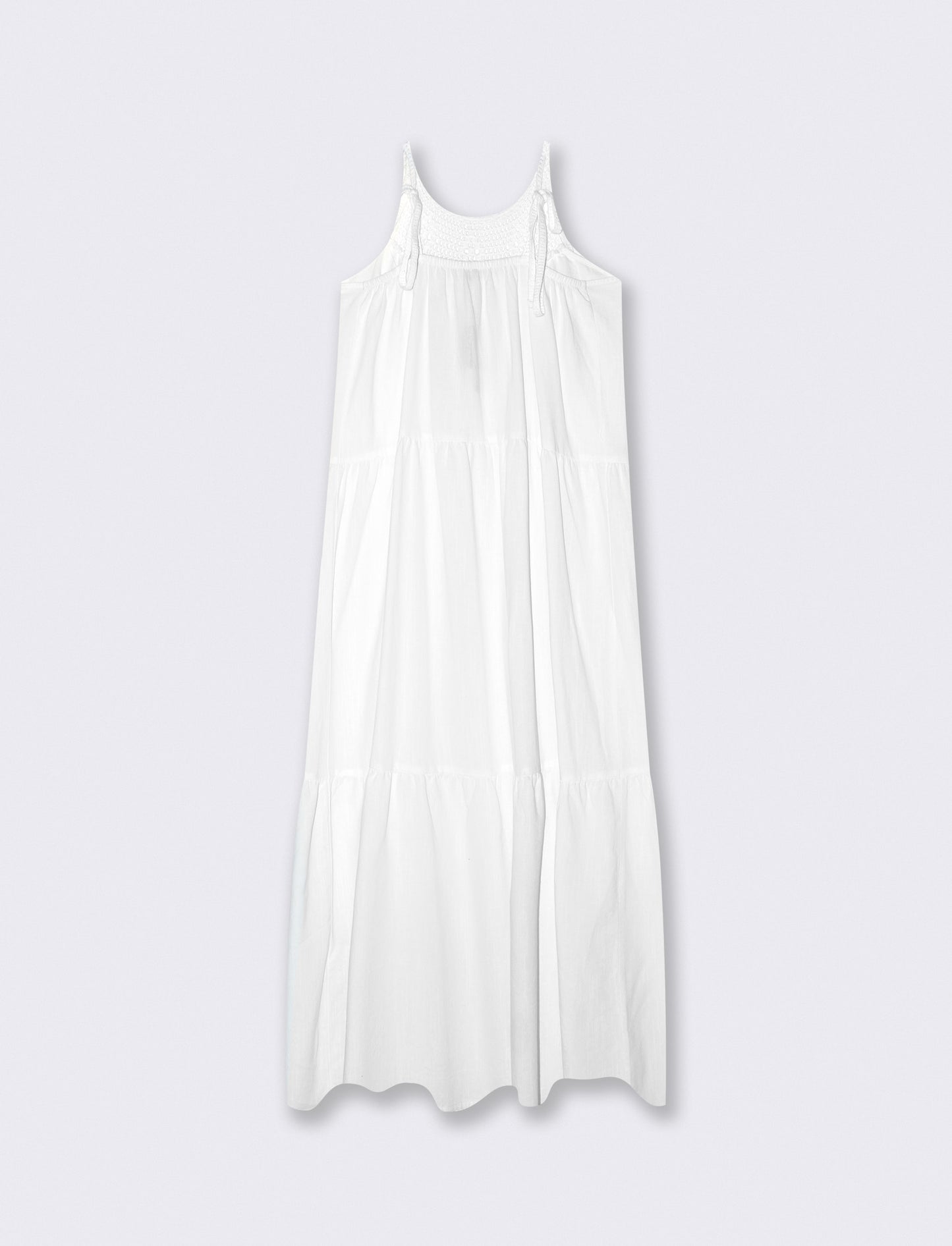 Abito lungo con tagli frontali e trim - Bianco