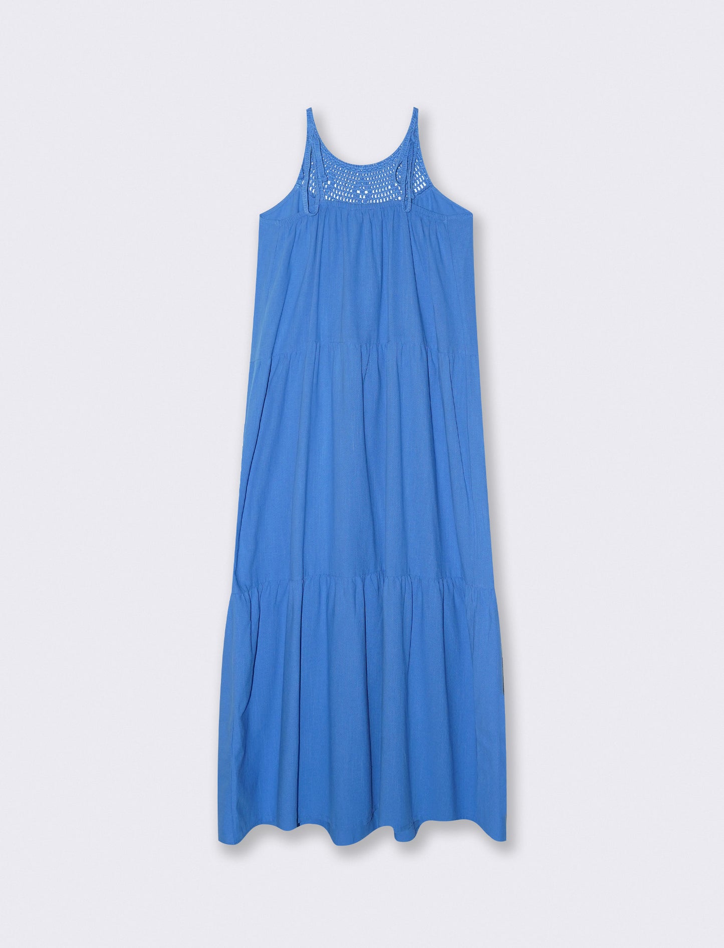 Abito lungo con tagli frontali e trim - Azzurro