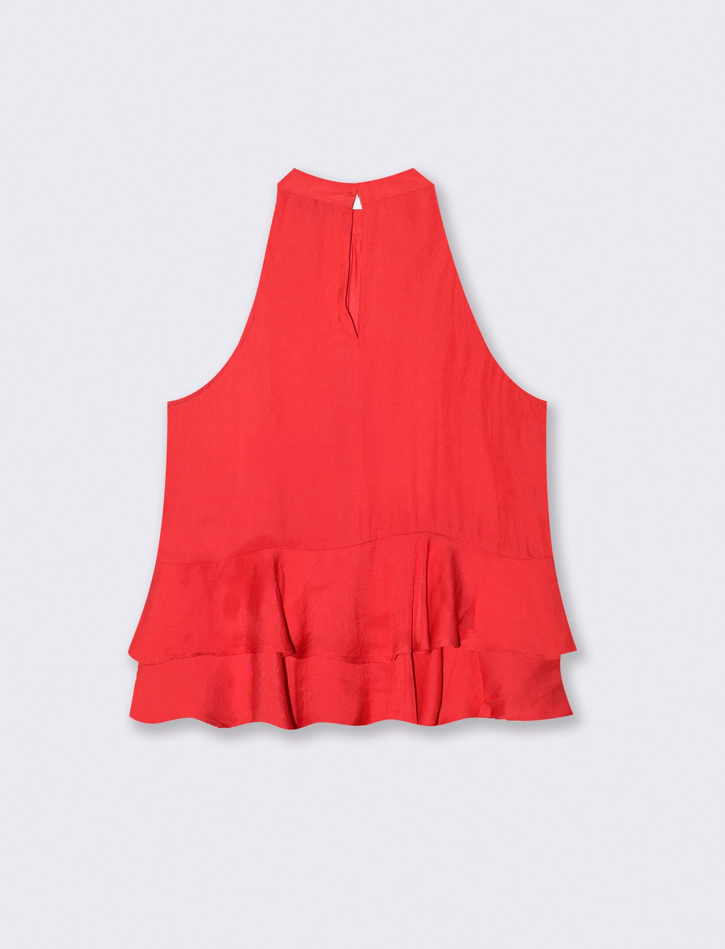 Top smanicato con doppia balza al fondo - Rosso