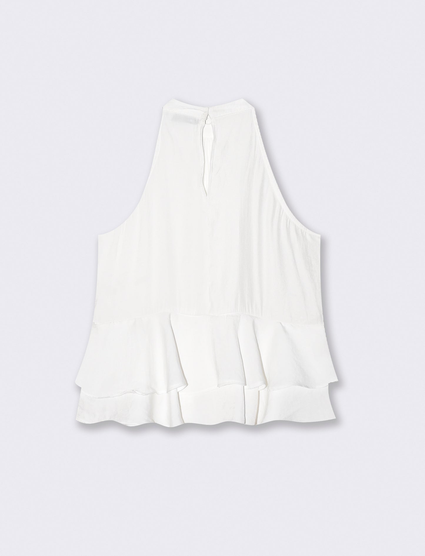 Top smanicato con doppia balza al fondo - Bianco