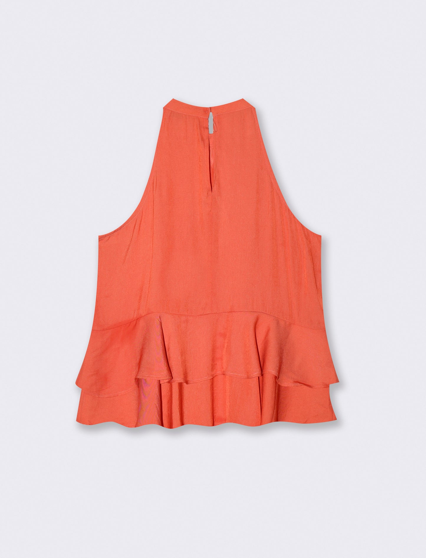Top smanicato con doppia balza al fondo - Arancio