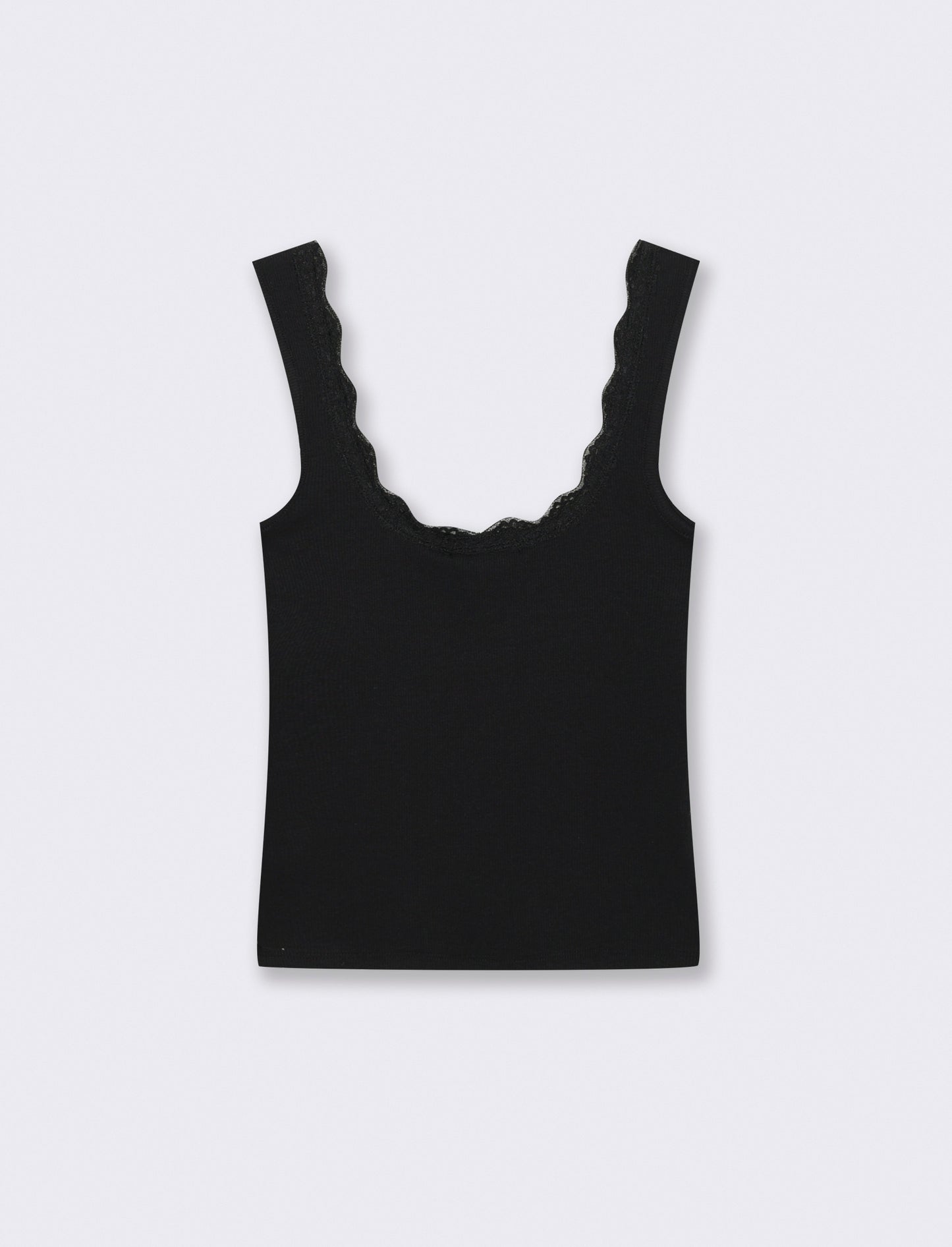Top in cotone con scollo madonna e fiocco - Nero