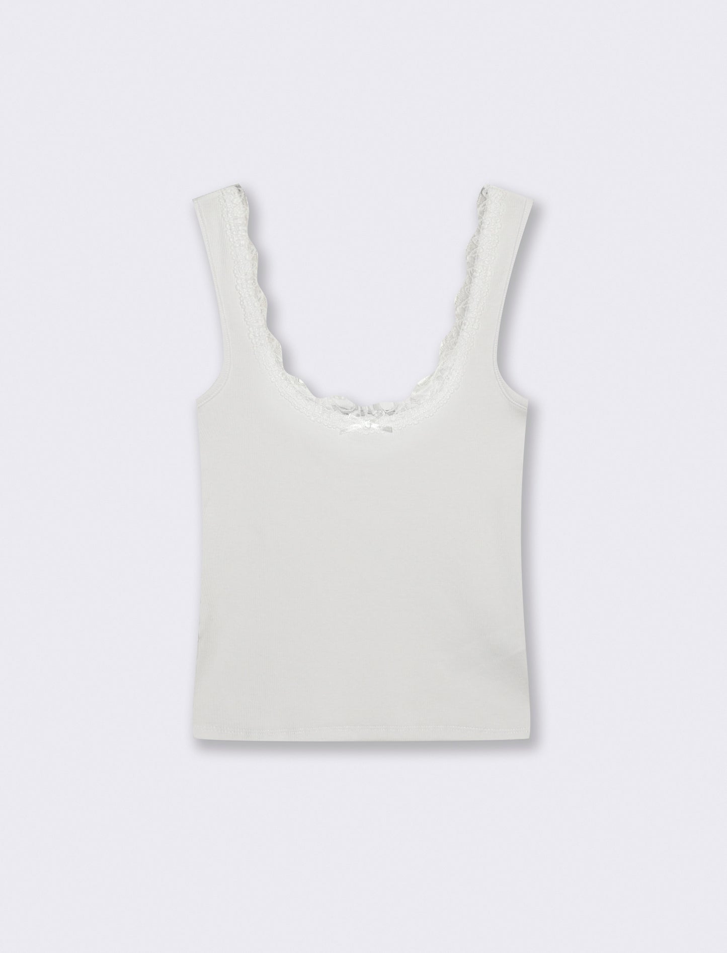 Top in cotone con scollo madonna e fiocco - Bianco