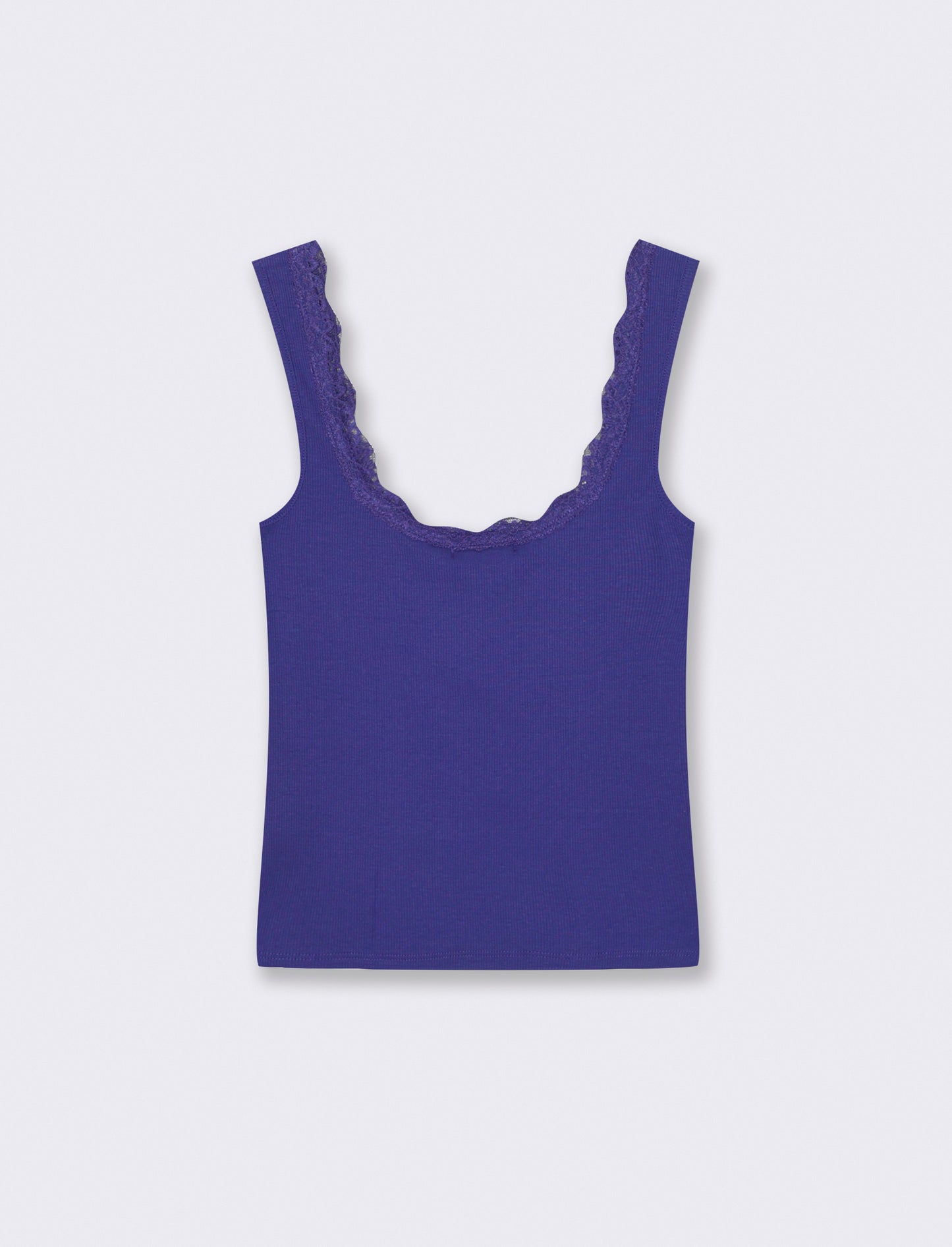 Top in cotone con scollo madonna e fiocco - Blu cobalto