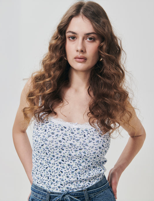 Top in cotone con scollo madonna e fiocco - var 2