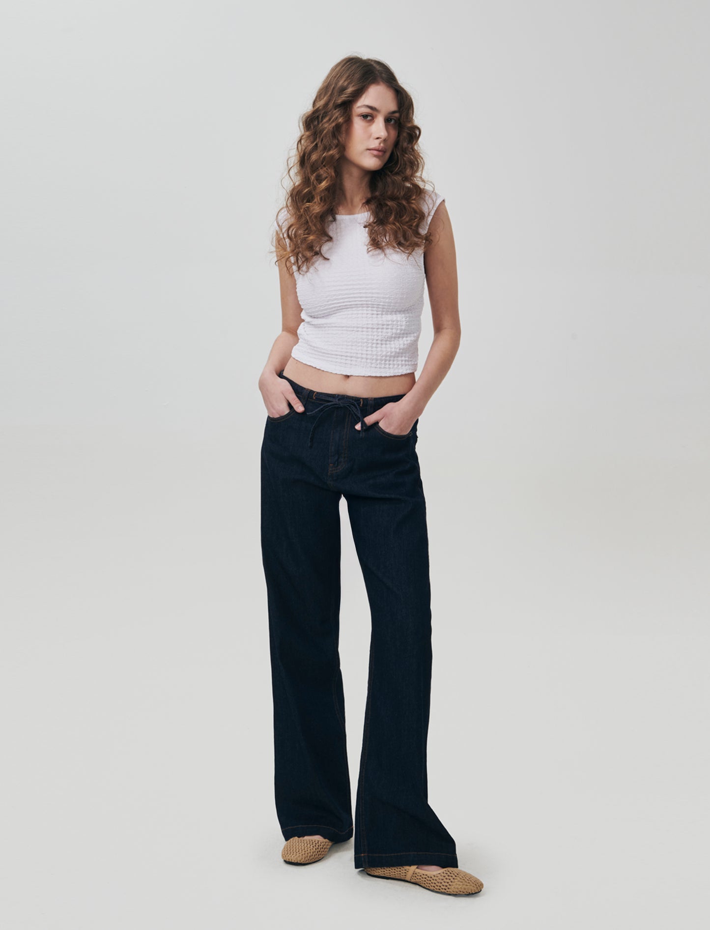 Top Smanicato Elasticizzato Slim fit - Bianco