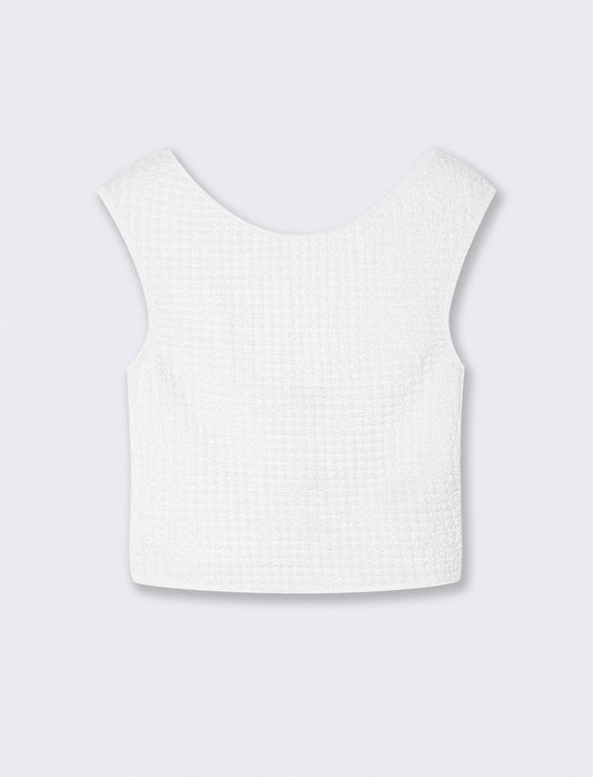 Top Smanicato Elasticizzato Slim fit - Bianco