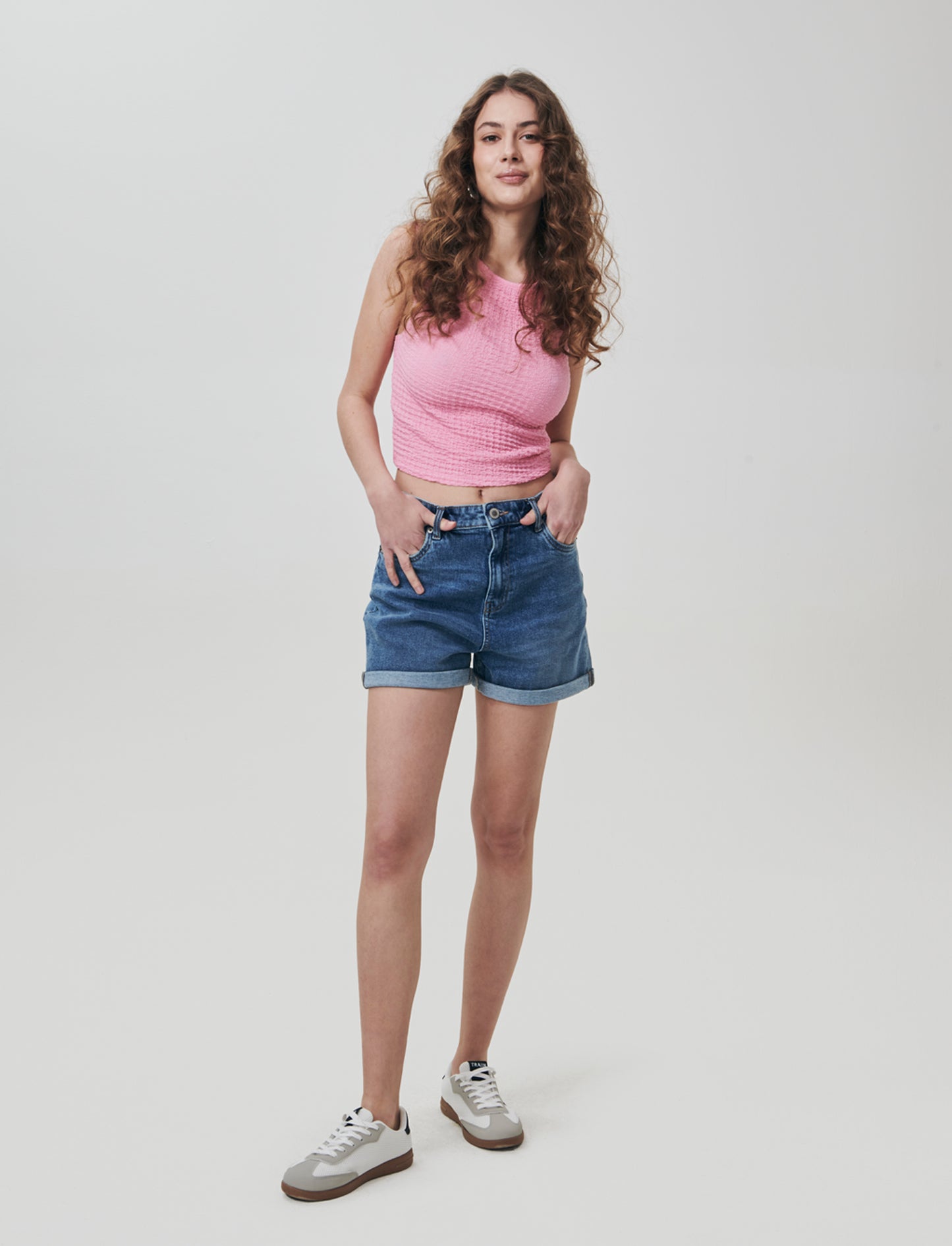 Top Smanicato Elasticizzato Slim fit - Rosa big bubble