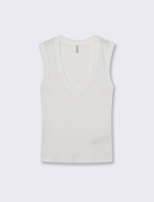 Canotta Basic in Cotone con Scollo V - Bianco