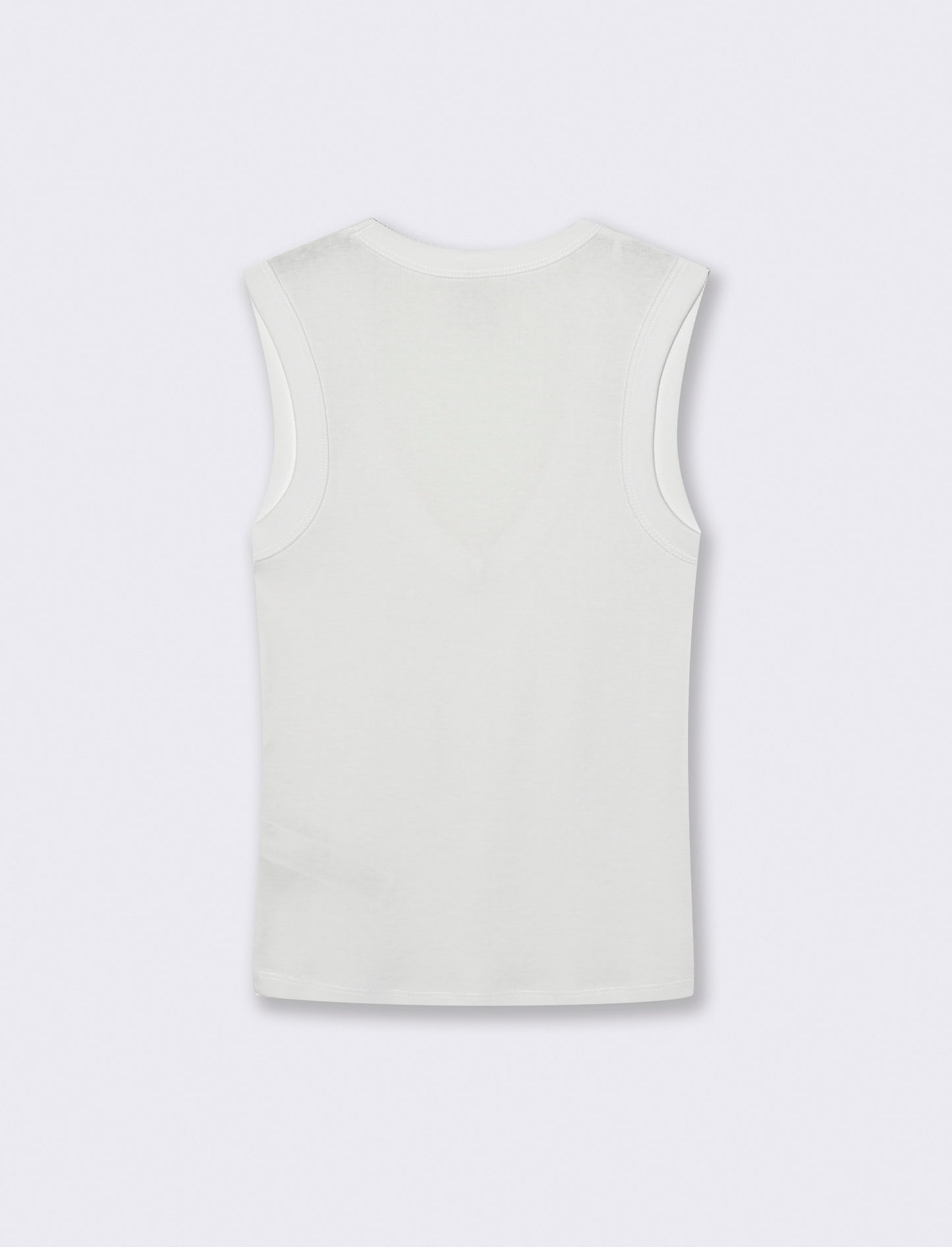 Basic Cotton Tank Top with V-Neck - White