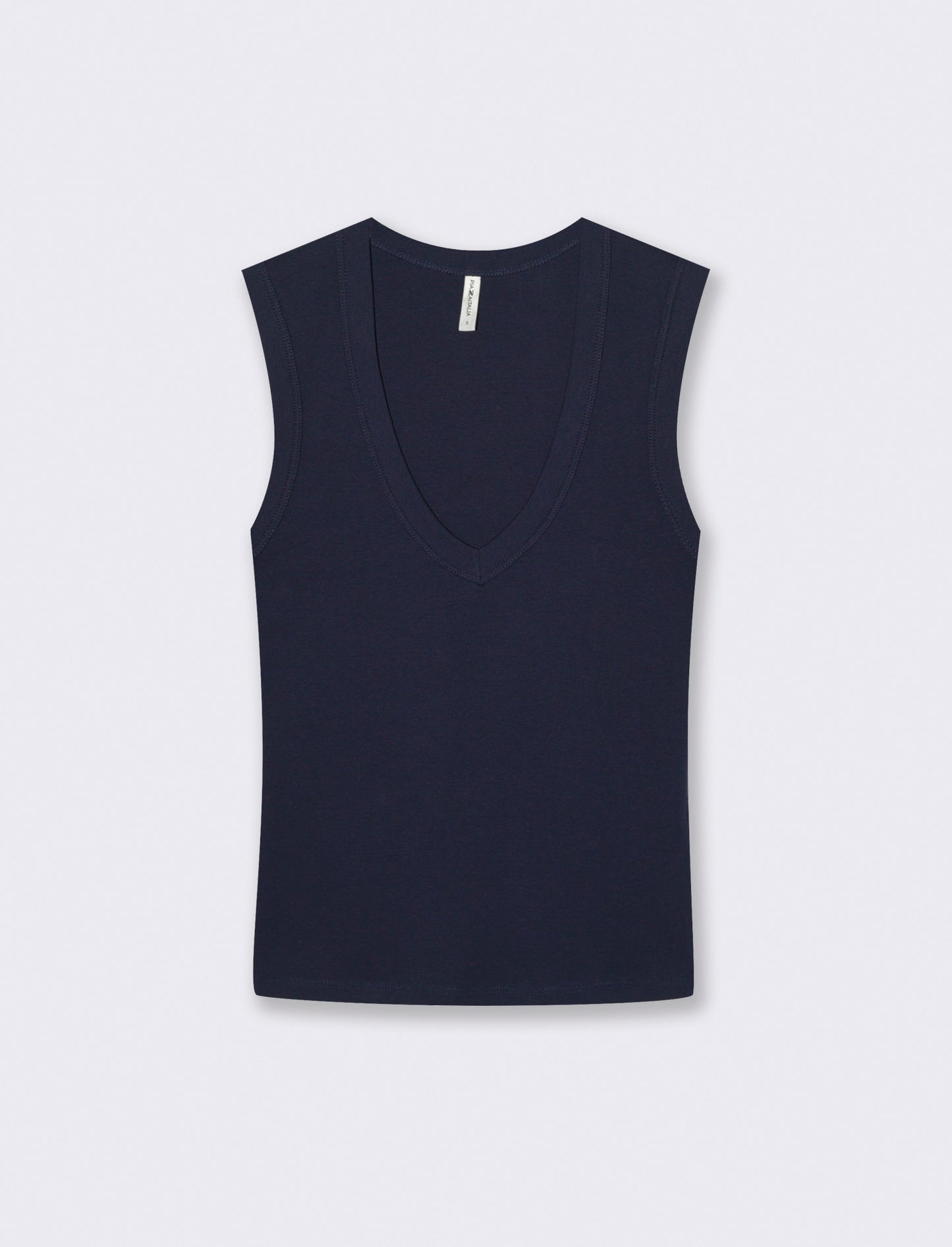 Basic Cotton Tank Top with V-Neck - Blue