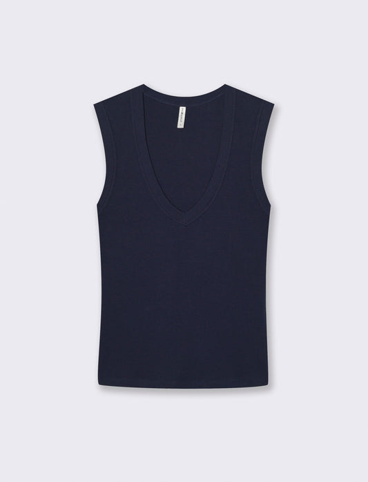 Canotta Basic in Cotone con Scollo V - Blu