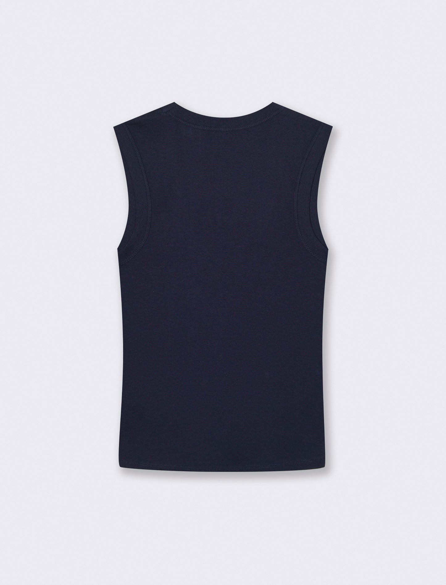 Basic Cotton Tank Top with V-Neck - Blue