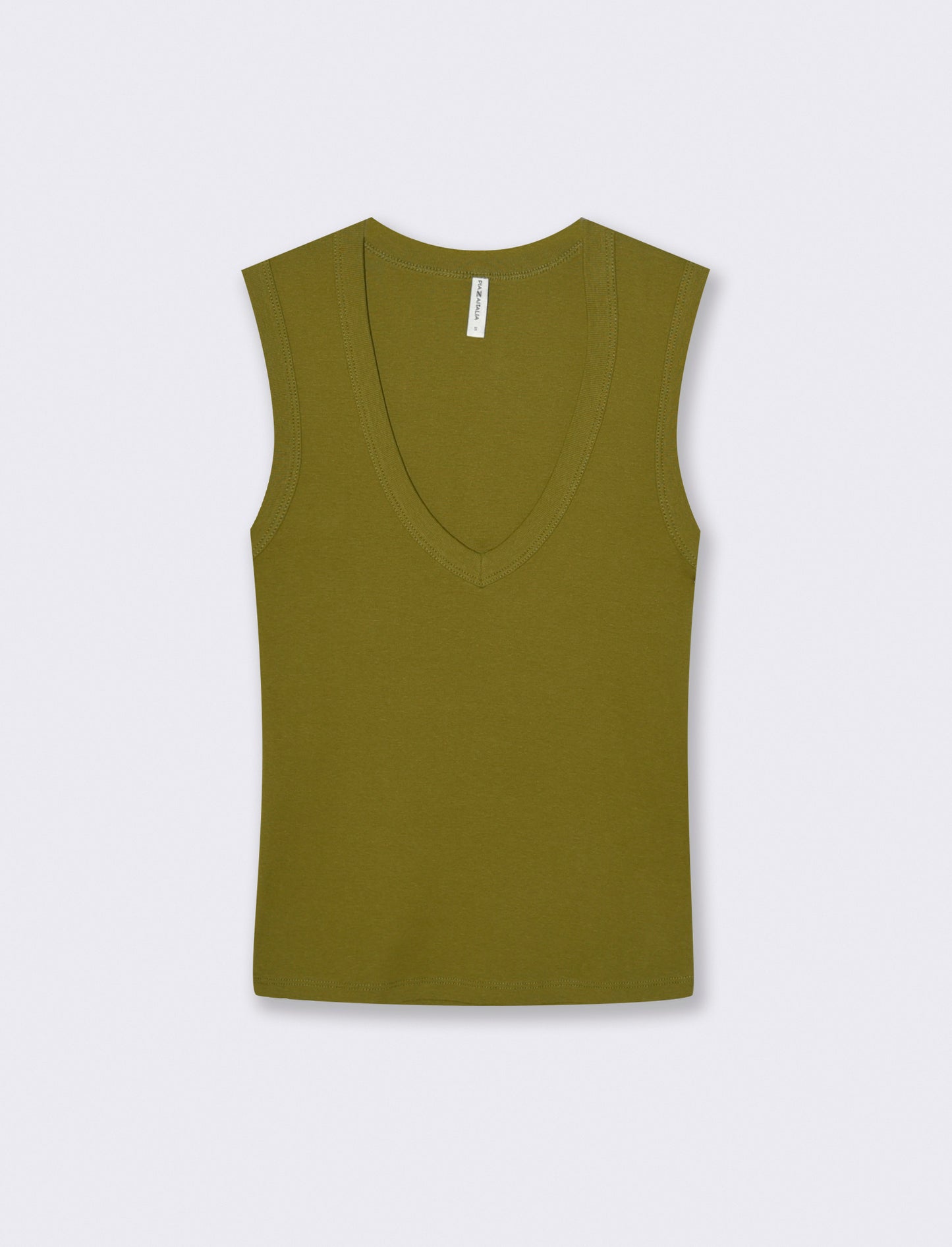 Canotta Basic in Cotone con Scollo V - Verde abete