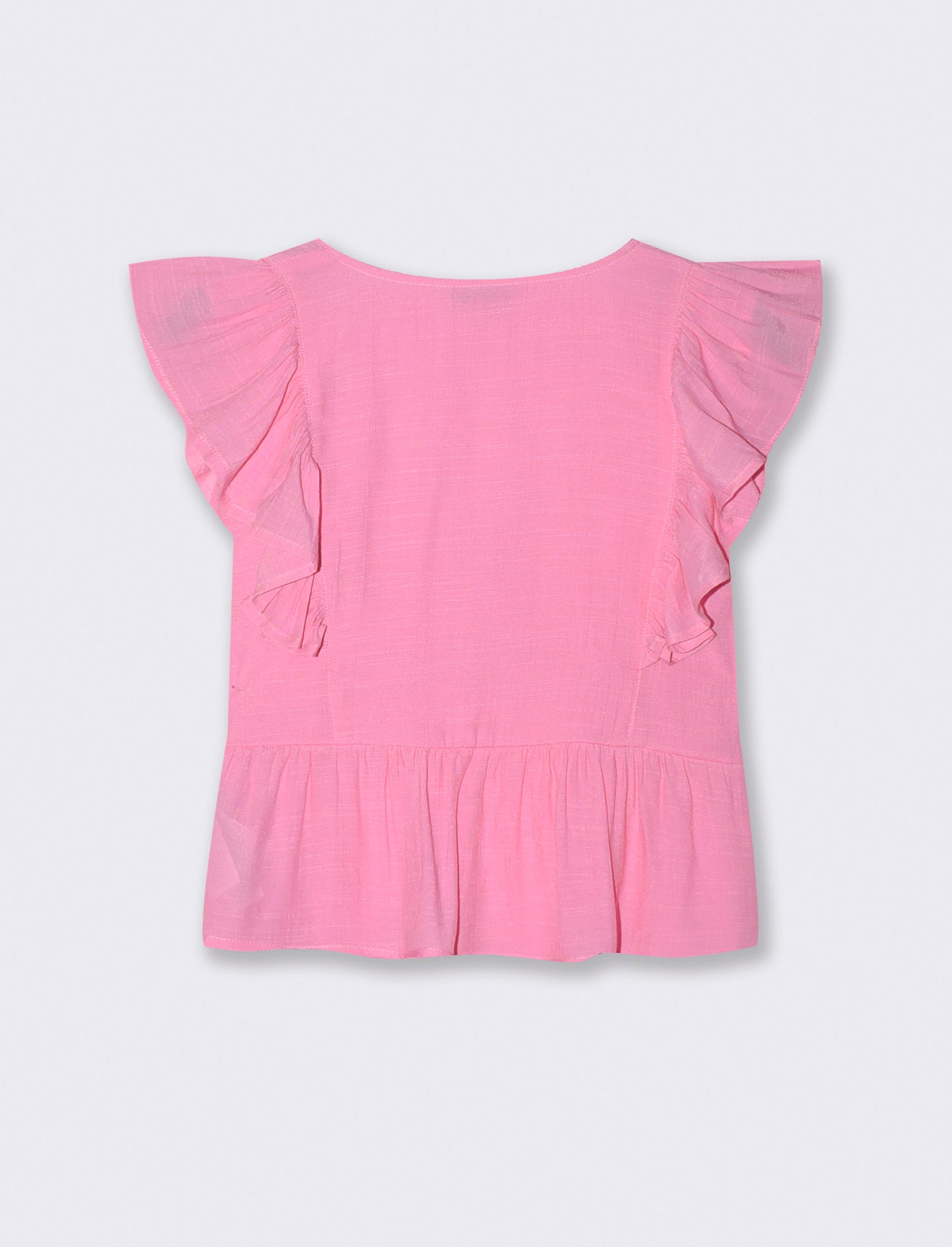 Top con Rouches e Scollo a V Sagomato - Rosa big bubble