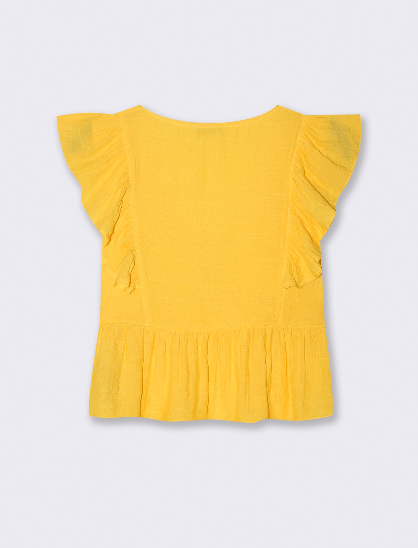 Top con Rouches e Scollo a V Sagomato - Giallo limone