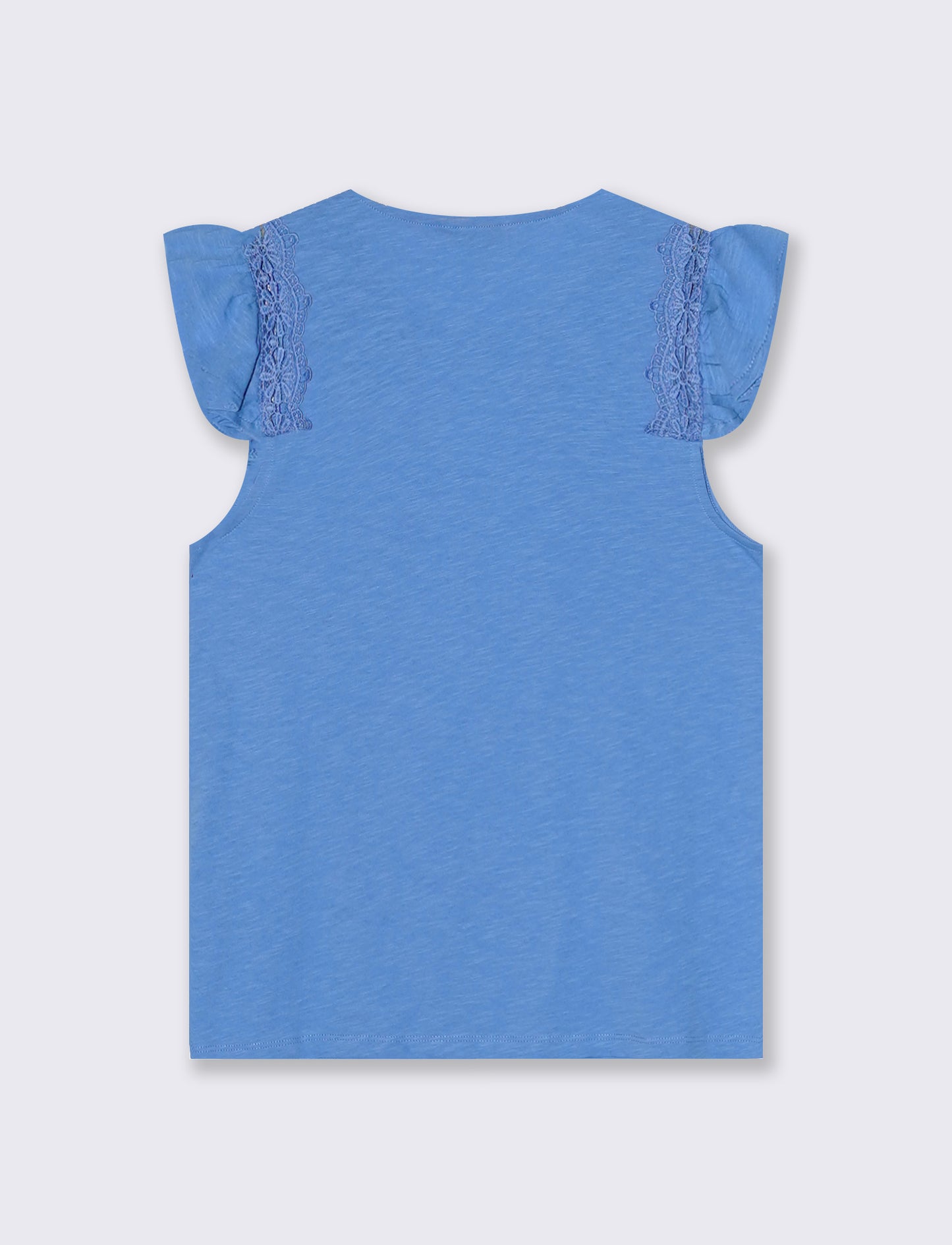 MAGLIA CON MANICHE AD ALETTA IN PIZZO - Azzurro