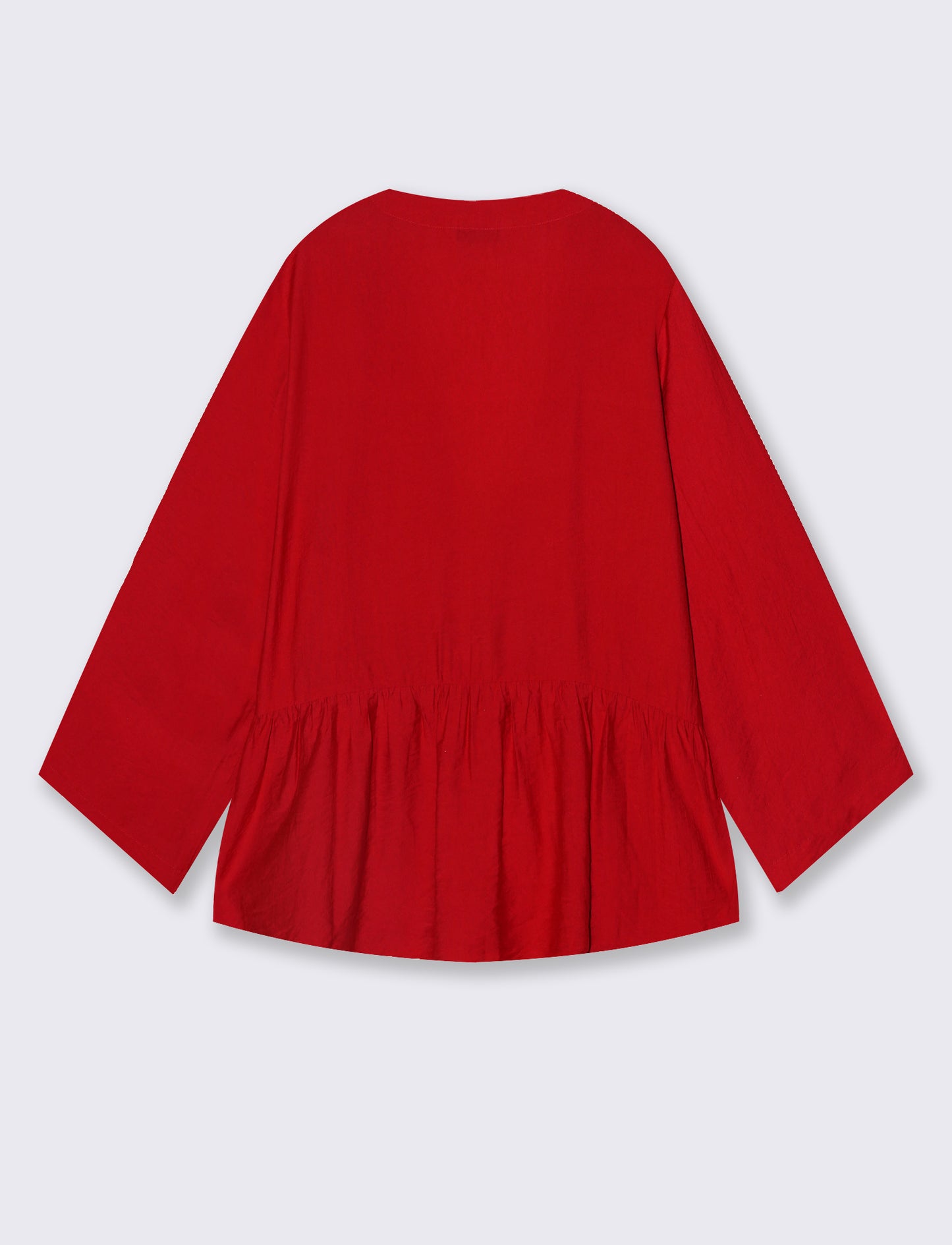 Blusa V Decorata con Perline Colorate - Rosso